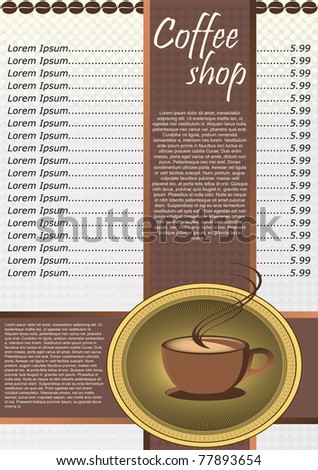 Coffee Shop Menu on Stock Vector   Coffee Shop Menu Template  Vector Illustration