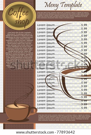 Free Coffee Shop Templates on Stock Vector   Coffee Shop Menu Template  Vector Illustration