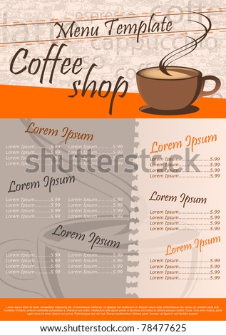 Coffee Shops Menus on Stock Vector   Coffee Shop Menu Template  Vector Illustration