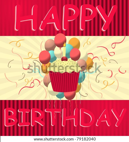 Birthday Card Vector Template - 79182040 : Shutterstock