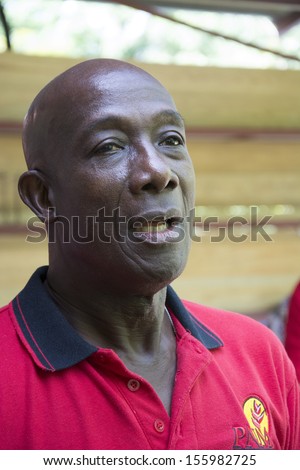 LOPINOT VILLAGE, TRINIDAD - September 8: Opposition Leader Dr Keith Rowley during a pre-election walkabout, September 8 ,2013 in Lopinot Village, Trinidad.