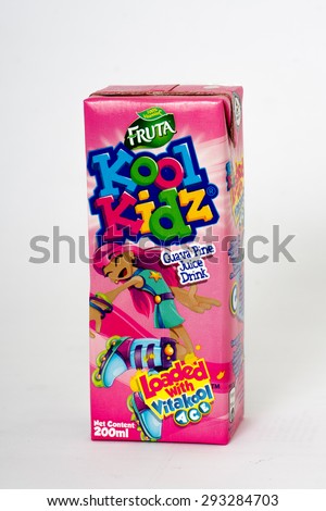 Port of Spain,Trinidad Jul4th 2015: A juice box of Trinidad manufactured Fruta Kool Kids Juice drink.