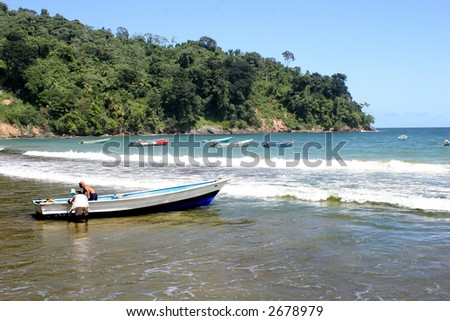 Fishermen get ready to go to sea-Fishing village Maracas Bay Trinidad
