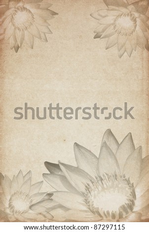 Old sheet of paper with flowers on background