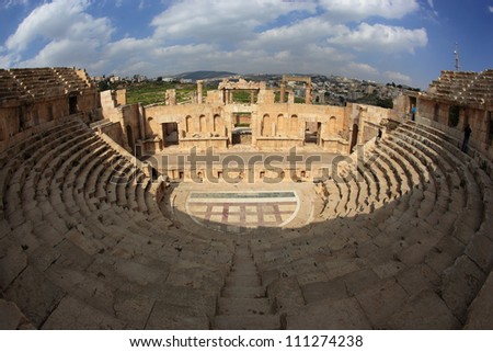 north theater in ancient city of jerash, jordan