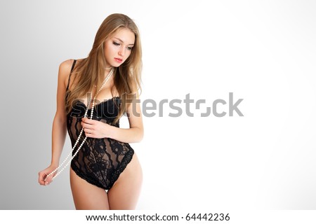 Stock photo sensual women in black lingerie natalie glovoba