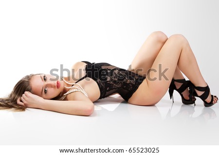 stock photo Sensual women in black lingerie
