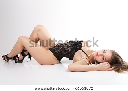 stock photo Sensual women in black lingerie