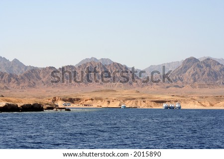 showing the barren desert region of the Sinai Peninsula around the Red Sea, Egypt