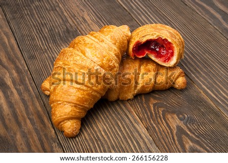Croissants on a wooden table