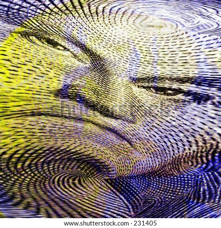 George Washingtons Face from One Dollar Bill - Abstract Art - Money
