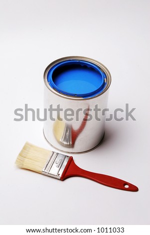 Signs and Symbols of Home Decorating, Paint and Paintbrush on White Background.