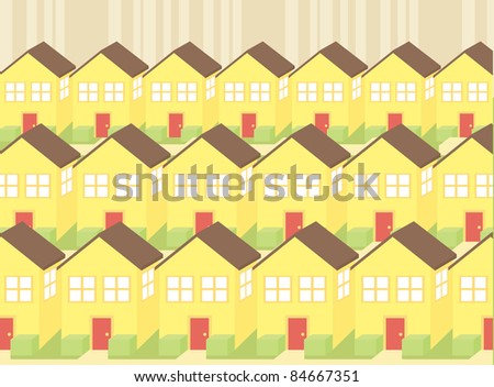 stock vector A suburban community with identical houses