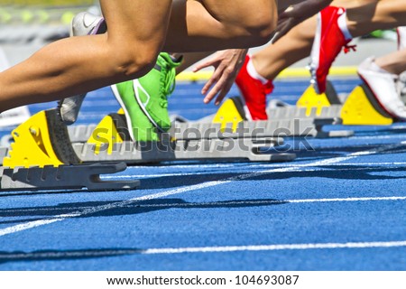 female sprinters start