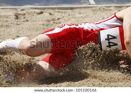 long jumper in the sand box