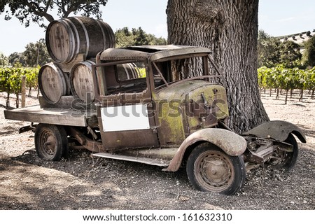 Historic wine truck in the back country of santa barbara california