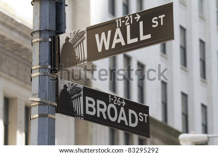 Street sign of New York Walls street / Broadway