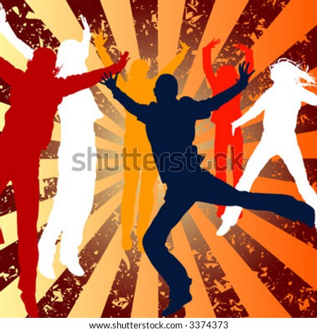 silhouettes of people jumping up in the air