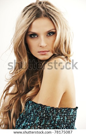 stock photo portrait of beautiful girl with naked shoulder