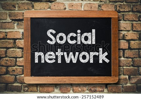 Social network on Blackboard. Social network on Blackboard on bricks wall