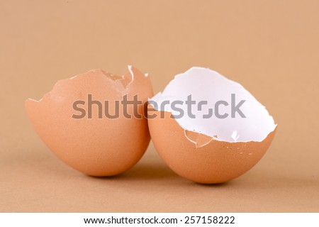 Broken and cracked egg shell.  Broken and cracked egg shell on background
