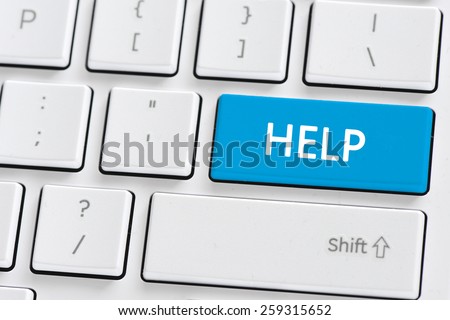 Keyboard with help button. Computer keyboard with help button