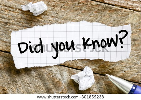 Note with did you know? on the wooden background with pen