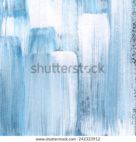 Abstract watercolor hand painted brush strokes. Vertical striped background. blue and white brush strokes.