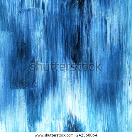 Abstract watercolor hand painted brush strokes. Vertical striped background. blue and white brush strokes on paper texture.