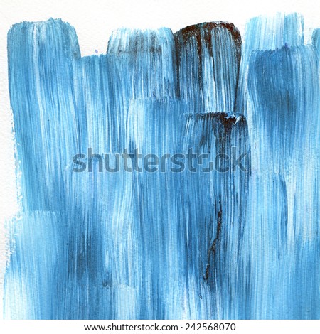 Abstract watercolor hand painted brush strokes. Vertical striped background. blue and white brush strokes. paper texture.