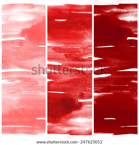 Abstract watercolor hand painted brush strokes. Colorful vertical banners.Striped graphic art design elements for website or brochure headers or sidebars.Vintage grunge texture.