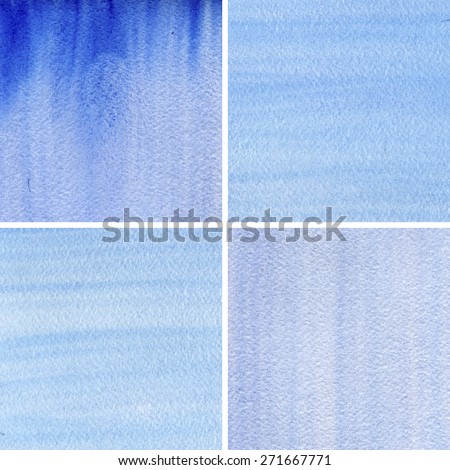 Abstract watercolor hand painted banners.Striped graphic art design elements for website or brochure headers or sidebars.Vintage grunge texture. Set of blue hand painted backgrounds.