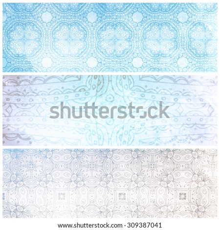 Watercolor hand painted textured banners. Colorful banners design or invitation or web template. Light Pattern background.