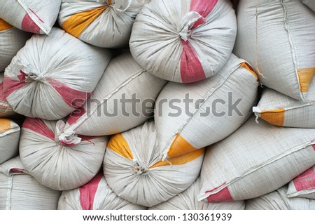 stack of paddy rice bag.