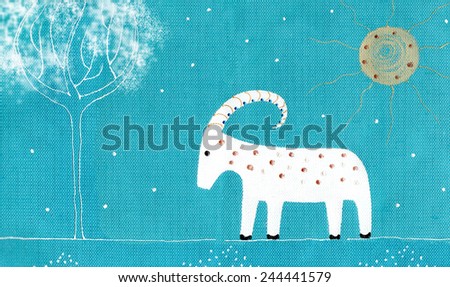 cheerful child drawing paint on fabric