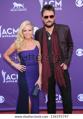 LAS VEGAS - MAR 12:  Eric Church & Katherine Blasingame arrives to the Academy of Country Music Awards 2013  on April 07, 2013 in Las Vegas, NV.