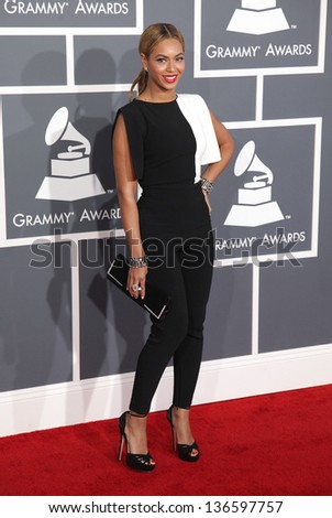 LOS ANGELES FEB 10 Beyonce arrives to the Grammy Awards 2013 on February 10 2013 in Los Angeles CA LOS ANGELES FEB 10 Beyonce arrives to the Grammy Awards 2013 on February 10 2013 in Los Angeles CA