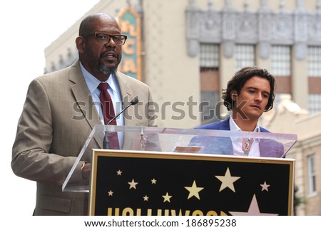 LOS ANGELES - APR 02:  Orlando Bloom & Forest Whitaker arrives to the Walk of Fame honors Orlando Bloom  on April 02, 2014 in Hollywood, CA