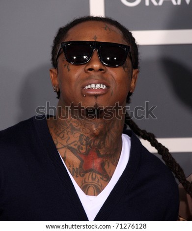 stock photo LOS ANGELES FEB 13 Lil Wayne arrives at the 2011 Grammy