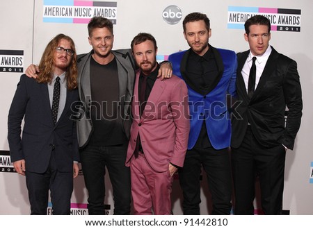 LOS ANGELES - NOV 20:  One Republic arrives to the American Music Awards 2011  on November 20, 2011 in Los Angeles, CA
