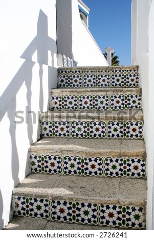 patterned tiled steps