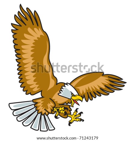 Cartoon Eagle Wings on Eagle Mascot With Wings Spread Flying Through The Air  Stock Vector