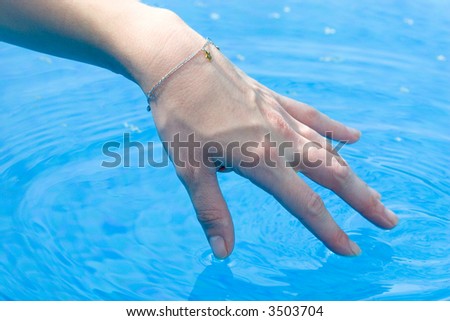 Detail of hand in water of a swimming-pool