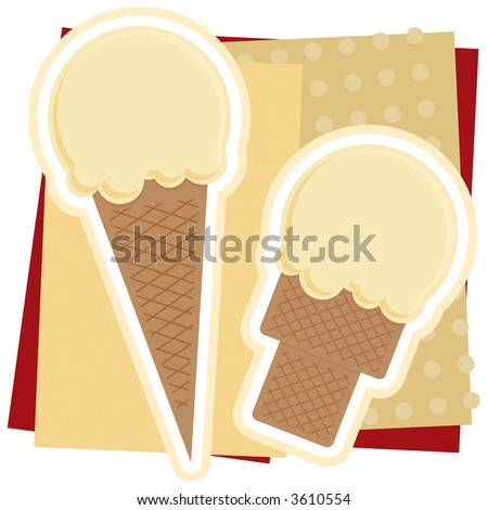 Illustration of Vanilla ice cream cones, without text.