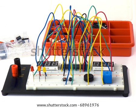 Analysis Of An Electronic Circuit On Breadboard (Raster) Stock ...