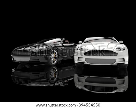 Black and white modern sports luxury cars