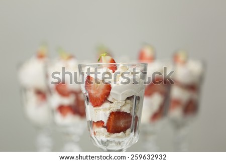 Series on Eton Mess, a traditional English dessert of strawberries, meringue and cream