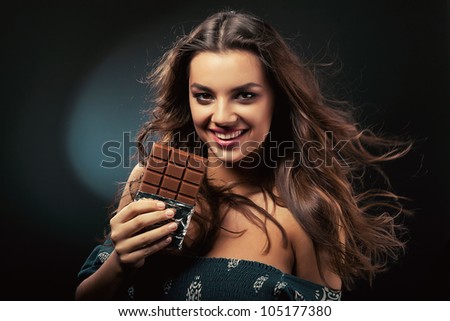 passionate young woman and chocolate