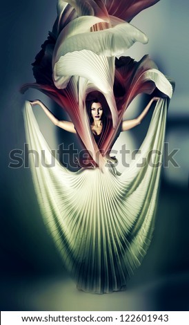 mystic woman in white flower dress