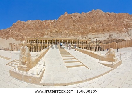 LUXOR, EGYPT-JUNE 18: Awesome Temple of Hatshepsut at Deir el-Bahri, 62 people was killed at there on 17 November 1997, mostly tourists that called \